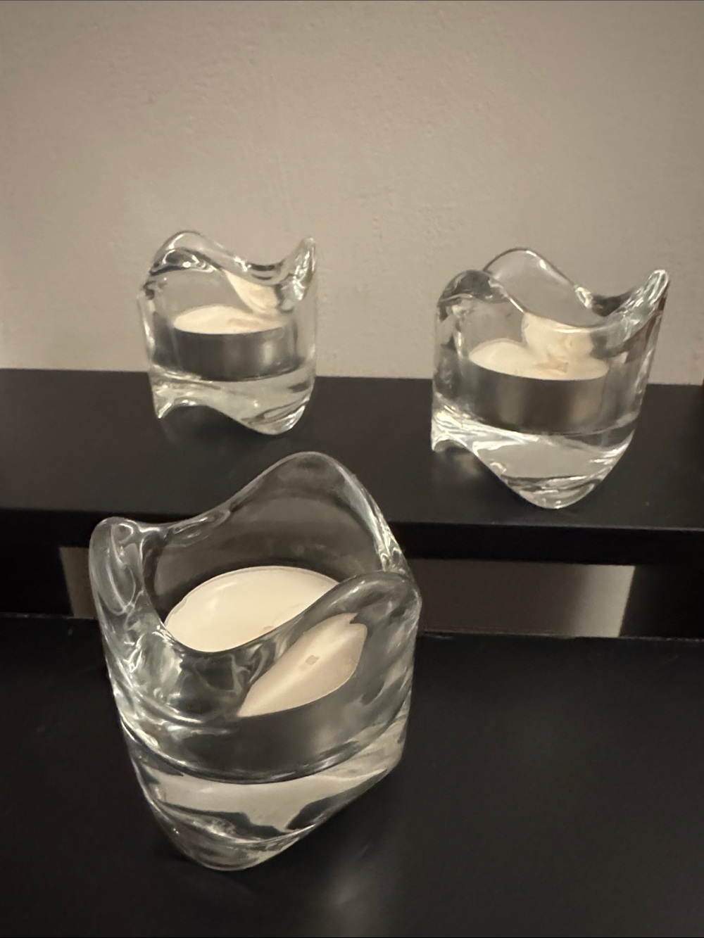 Clear Glass Tealight Holders Set of 3 - Home Accents